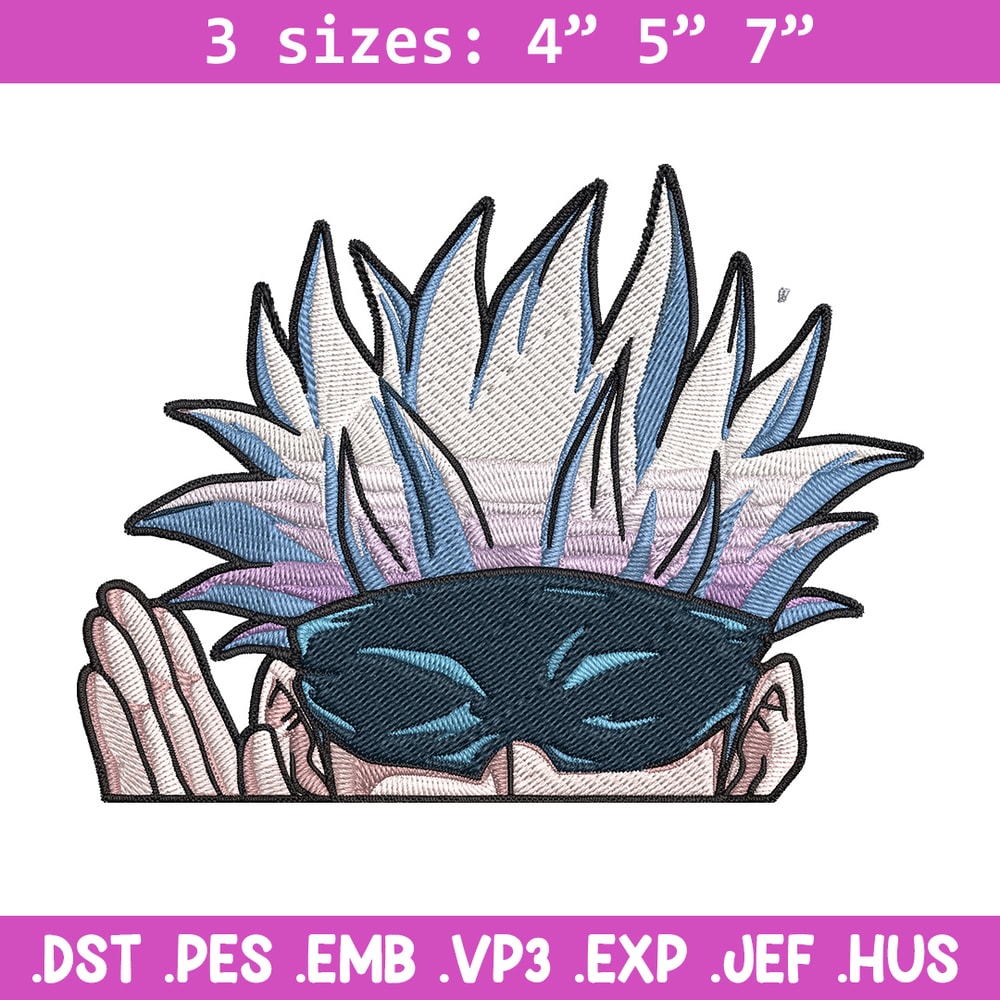 Gojo Peeker Embroidery Design, Jujutsu Embroidery, Embroidery File, Anime Embroidery, Anime shirt, Digital download.jpg