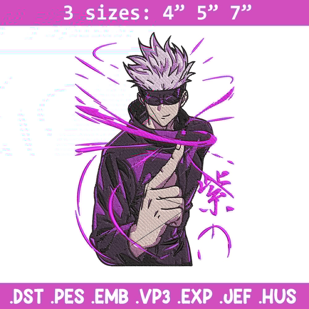 Gojo poster Embroidery Design, Jujutsu Embroidery, Embroidery File, Anime Embroidery, Anime shirt, Digital download..jpg