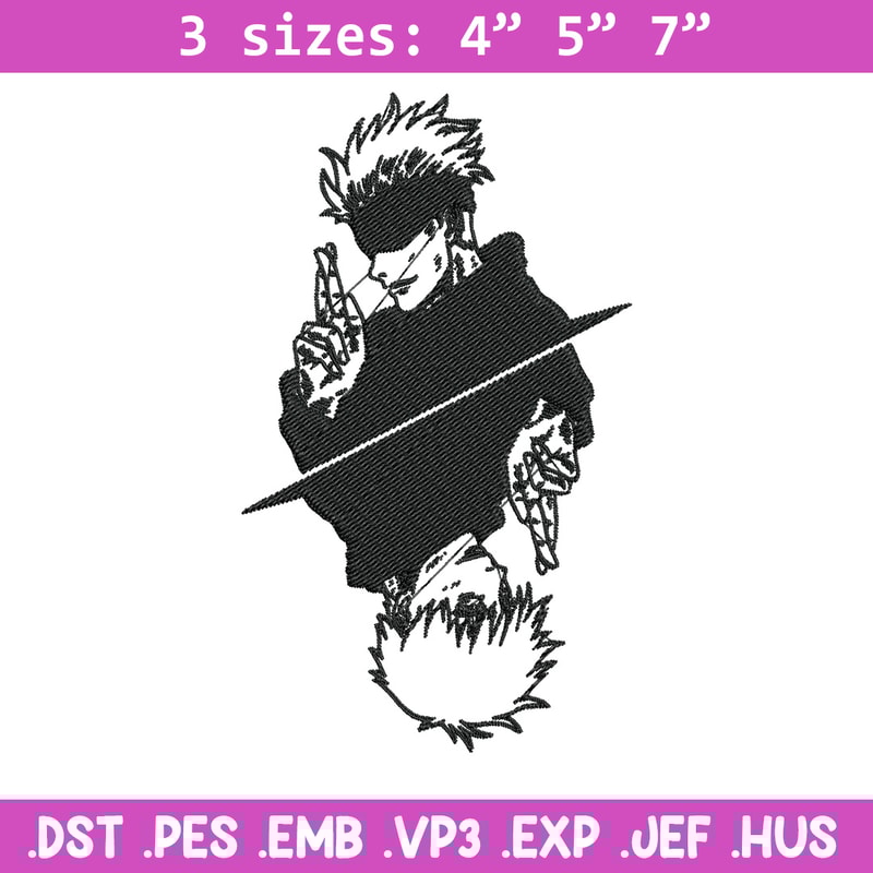 Gojo poster Embroidery Design, Jujutsu Embroidery, Embroidery File, Anime Embroidery, Anime shirt,Digital download.jpg