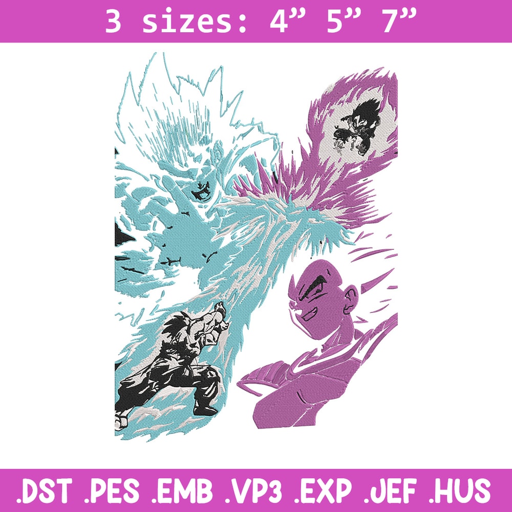 Goku vs Vegeta Embroidery Design, Dragonball Embroidery, Embroidery File, Anime Embroidery, Anime shirt,Digital download.jpg
