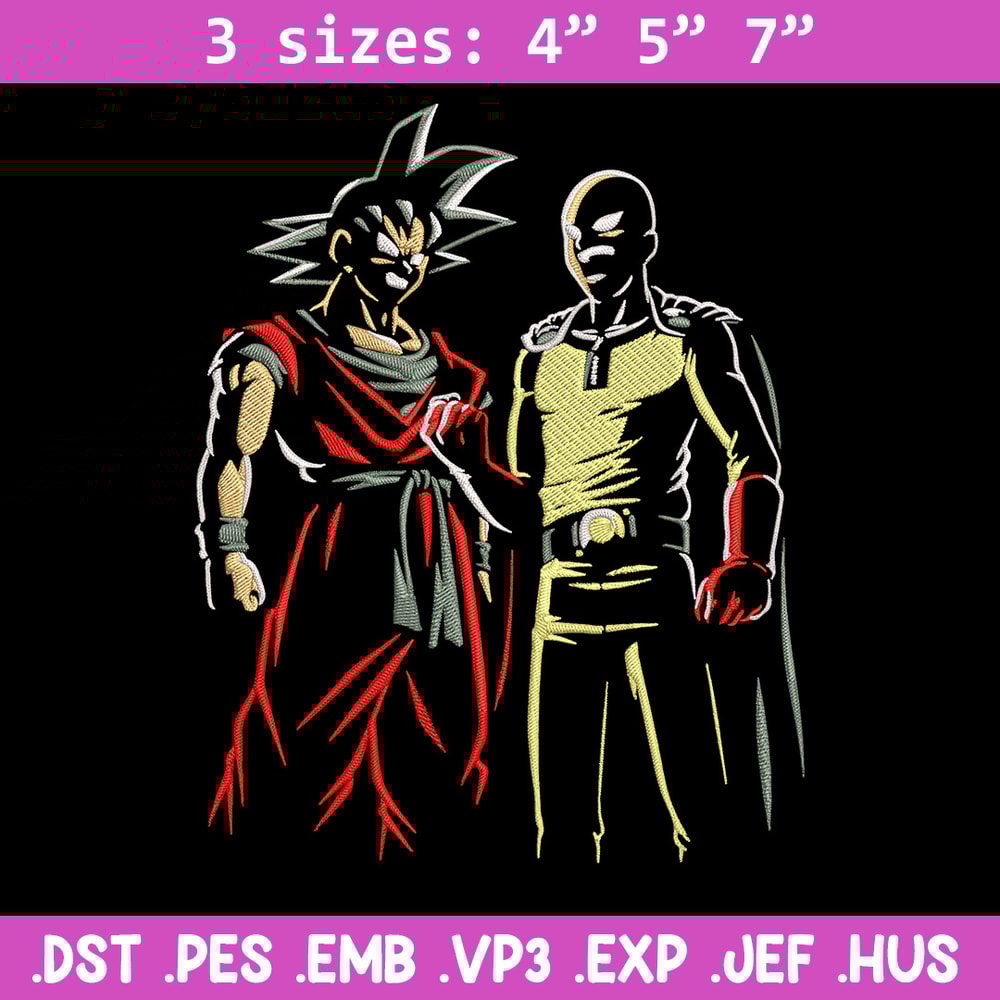 Goku x Saitama Embroidery Design, Dragonball Embroidery,Embroidery File, Anime Embroidery, Anime shirt, Digital download.jpg