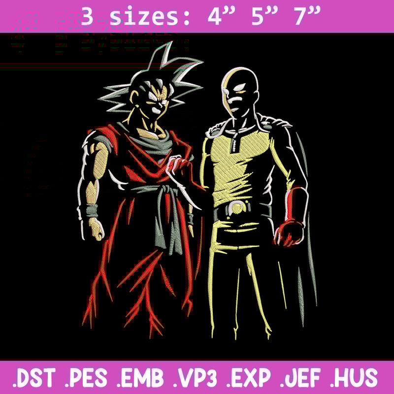 Goku x Saitama Embroidery Design, Dragonball Embroidery,Embroidery File, Anime Embroidery, Anime shirt, Digital download.jpg