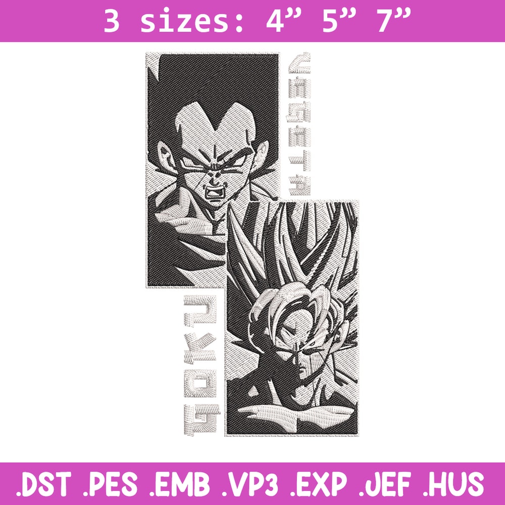Goku x Vegeta Embroidery Design, Dragonball Embroidery, Embroidery File, Anime Embroidery, Anime shirt, Digital download.jpg