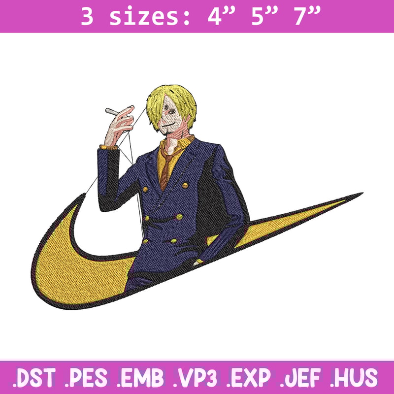 Sanji x nike Embroidery Design, One piece Embroidery, Embroidery File, Nike Embroidery, Anime shirt, Digital download.jpg