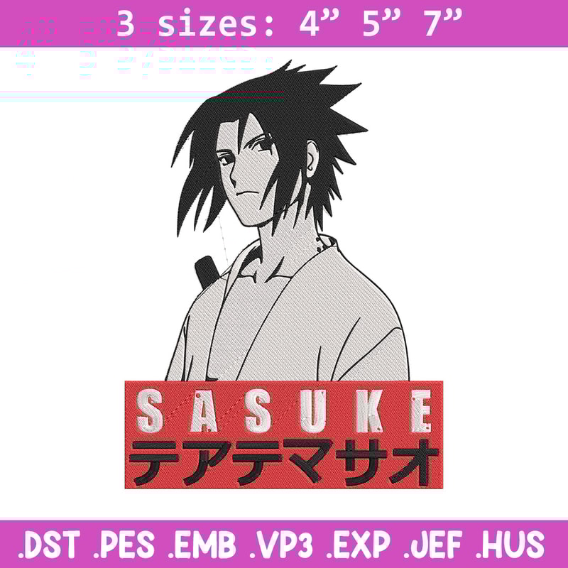 Sasuke poster Embroidery Design, Naruto Embroidery, Embroidery File, Anime Embroidery, Anime shirt, Digital download.jpg