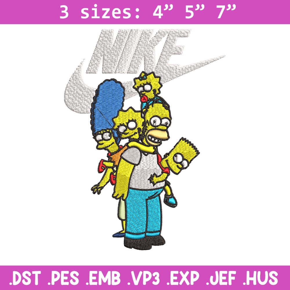 Simpson family Nike Embroidery design, Simpson cartoon Embroidery, Nike design, Embroidery file, Instant download..jpg