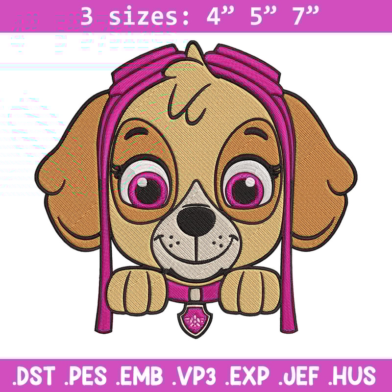 Skye dog Embroidery Design, Paw patrol Embroidery, Embroidery File, Anime Embroidery, Anime shirt, Digital download.jpg