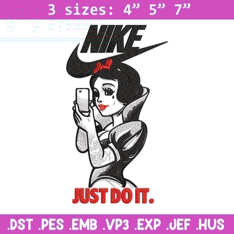 Snow white Nike Embroidery design, Snow white Embroidery, Nike design, Embroidery file, cartoon shirt, Instant download,.jpg