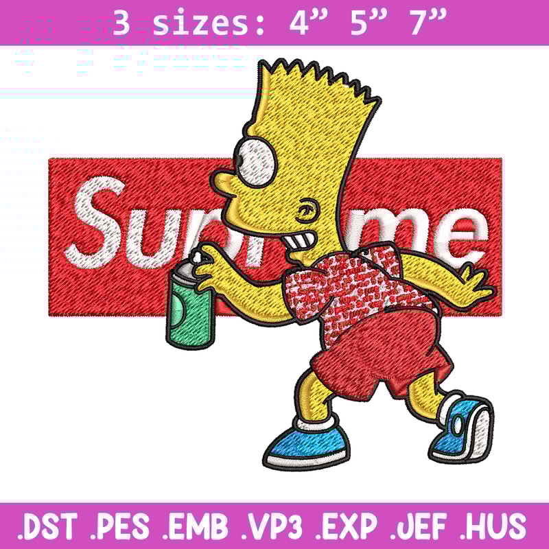Supreme Simpson Embroidery design, Simpson cartoon Embroidery, cartoon design, Embroidery File, Digital download..jpg