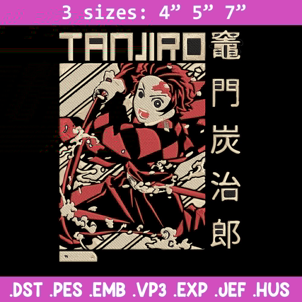 Tanjiro Poster Embroidery Design, Demon slayer Embroidery, Embroidery File, Anime Embroidery, Digital download..jpg