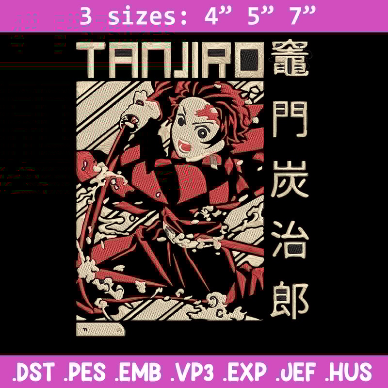 Tanjiro Poster Embroidery Design, Demon slayer Embroidery, Embroidery File, Anime Embroidery, Digital download..jpg