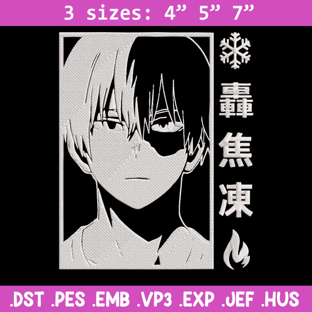 Todoroki Shouto Embroidery Design, Mha Embroidery, Embroidery File, Anime Embroidery, Anime shirt,Digital download..jpg