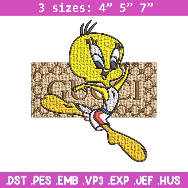 Tweety Gucci Embroidery design, Tweety Gucci cartoon Embroidery, cartoon design, Embroidery File, Digital download..jpg