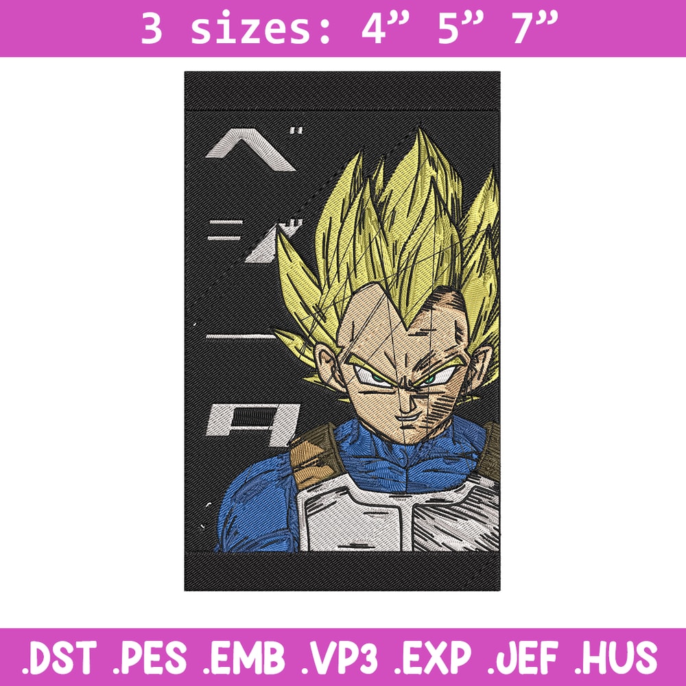 Vegeta poster Embroidery Design, Dragonball Embroidery, Embroidery File,Anime Embroidery, Anime shirt, Digital download.jpg