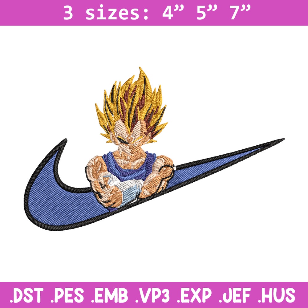 Vegeta ssj Embroidery Design, Dragonball Embroidery, Embroidery File, Nike Embroidery, Anime shirt, Digital download.jpg
