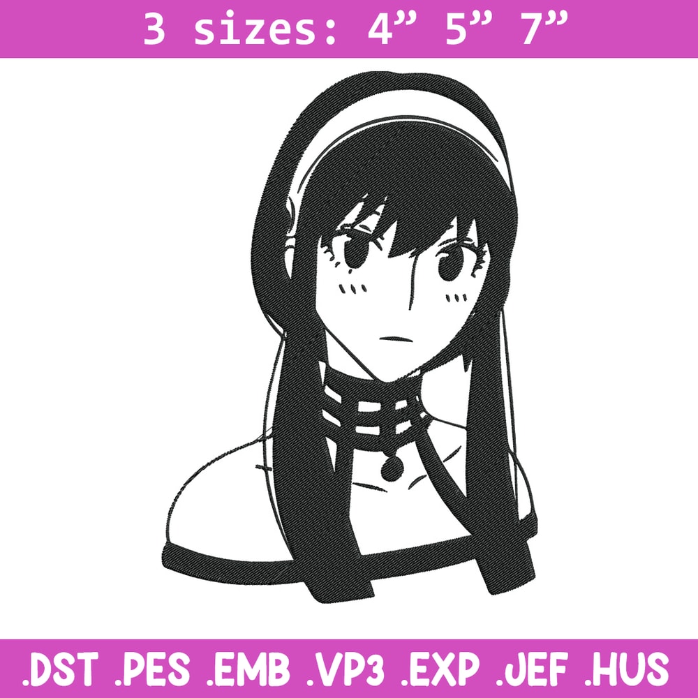 Yor forger Embroidery Design, Spy x family Embroidery, Embroidery File, Anime Embroidery, Anime shirt, Digital download..jpg