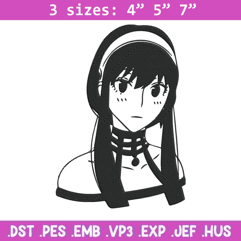 Yor forger Embroidery Design, Spy x family Embroidery, Embroidery File, Anime Embroidery, Anime shirt, Digital download..jpg