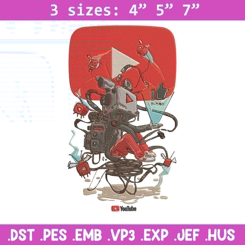 Youtube logo Embroidery Design, Youtube Embroidery, Embroidery File, Anime Embroidery, Anime shirt, Digital download.jpg