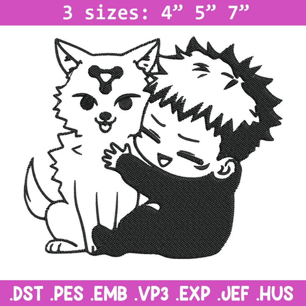 Yuji chibi Embroidery Design, Jujutsu Embroidery, Embroidery File, Anime Embroidery, Anime shirt, Digital download.jpg