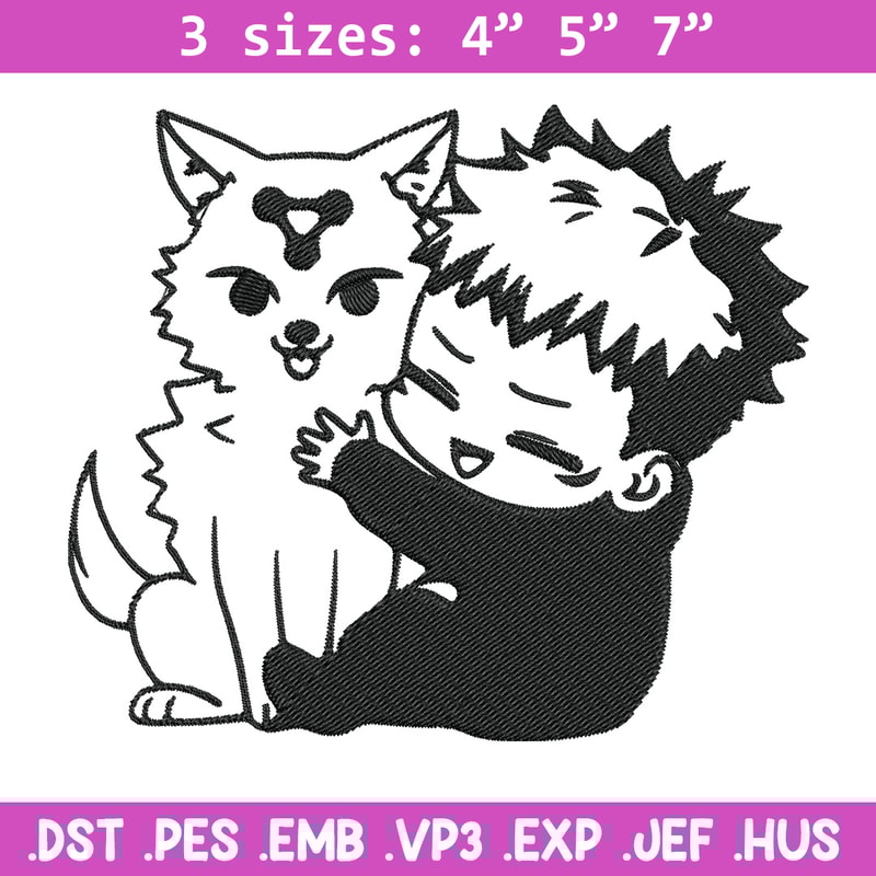 Yuji chibi Embroidery Design, Jujutsu Embroidery, Embroidery File, Anime Embroidery, Anime shirt, Digital download.jpg