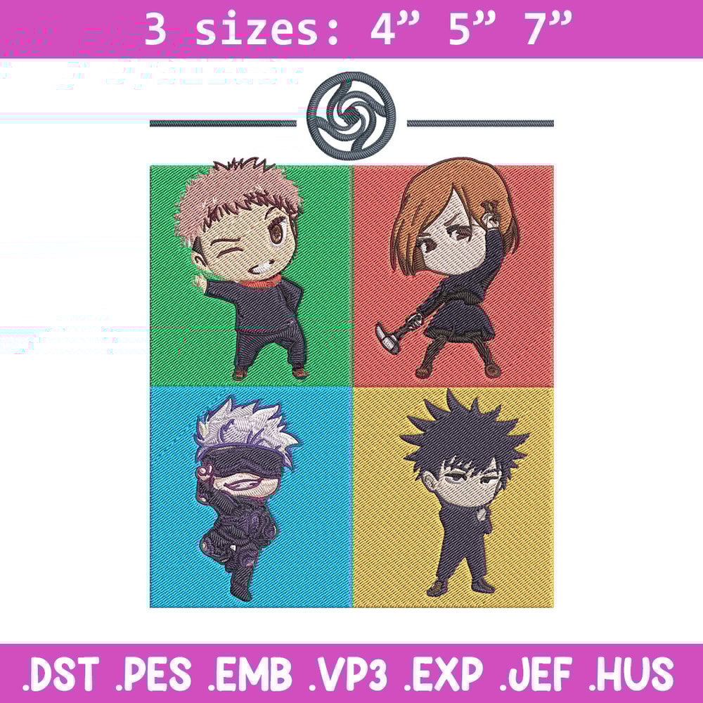 Yuji friends Embroidery Design, Jujutsu Embroidery, Embroidery File, Anime Embroidery, Anime shirt, Digital download..jpg