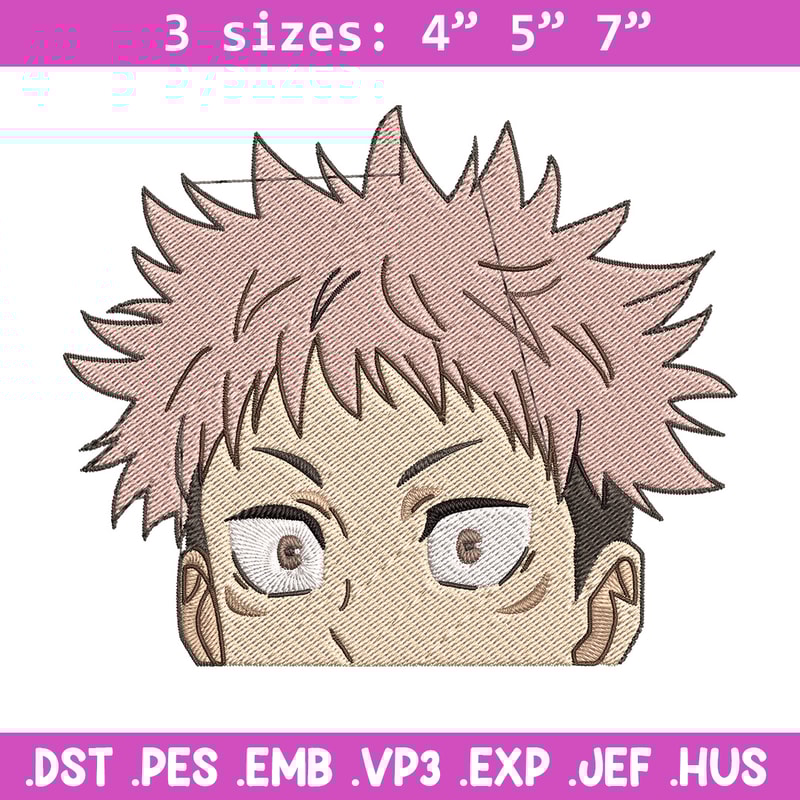 Yuji Peeker Embroidery Design, Jujutsu Embroidery, Embroidery File, Anime Embroidery, Anime shirt, Digital download..jpg