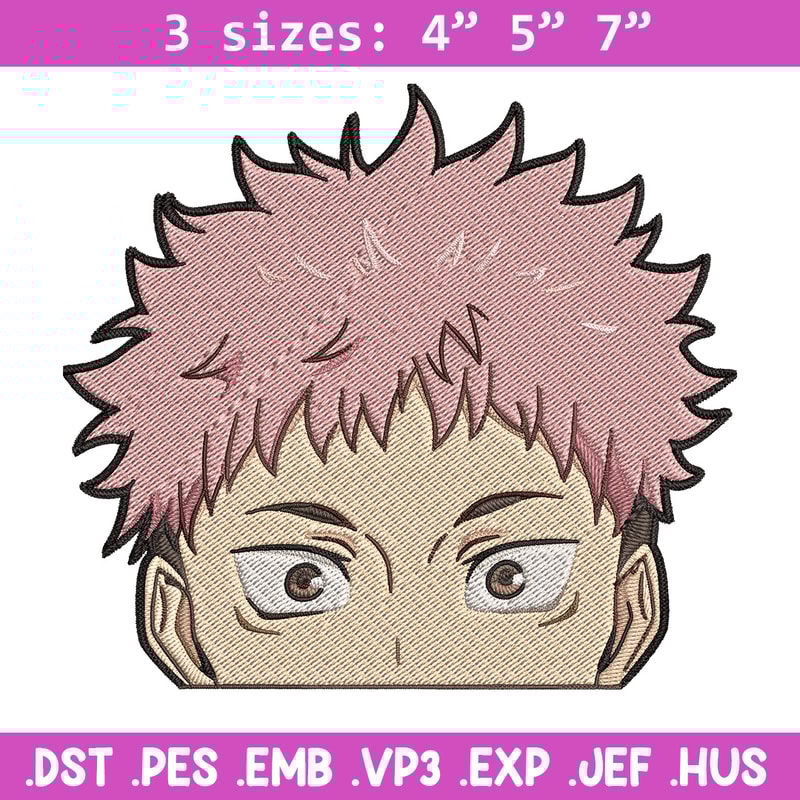 Yuji Peeker Embroidery Design, Jujutsu Embroidery, Embroidery File, Anime Embroidery, Anime shirt, Digital download.jpg