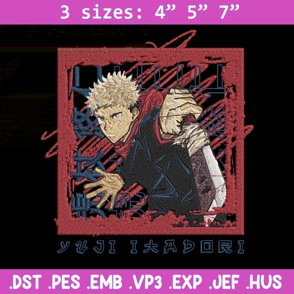 Yuji poster Embroidery Design, Jujutsu Embroidery, Embroidery File, Anime Embroidery, Anime shirt, Digital download..jpg