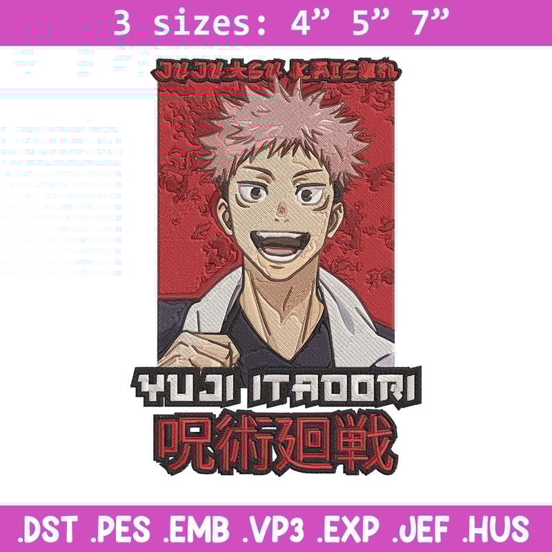 Yuji poster Embroidery Design,Jujutsu Embroidery, Embroidery File, Anime Embroidery, Anime shirt, Digital download.jpg