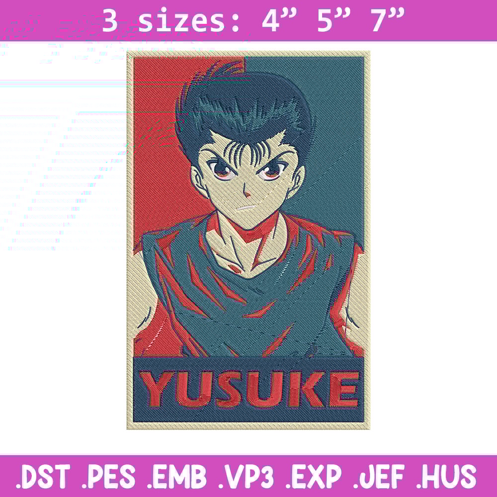 Yusuke box Embroidery Design, Yu Yu Hakusho Embroidery, Embroidery File, Anime Embroidery, Anime shirt, Digital download.jpg