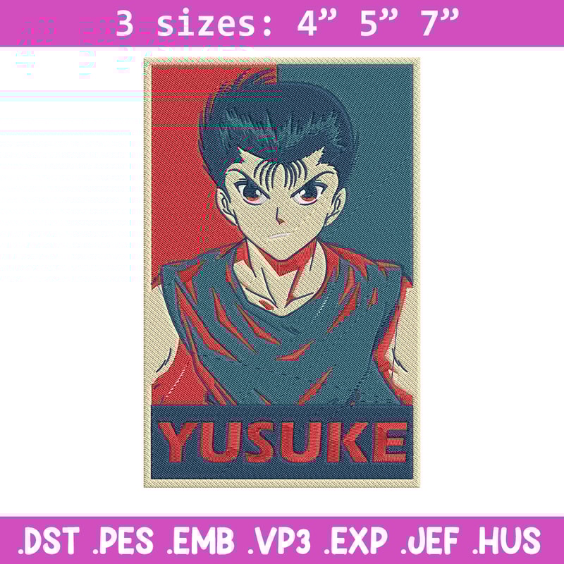 Yusuke box Embroidery Design, Yu Yu Hakusho Embroidery, Embroidery File, Anime Embroidery, Anime shirt, Digital download.jpg
