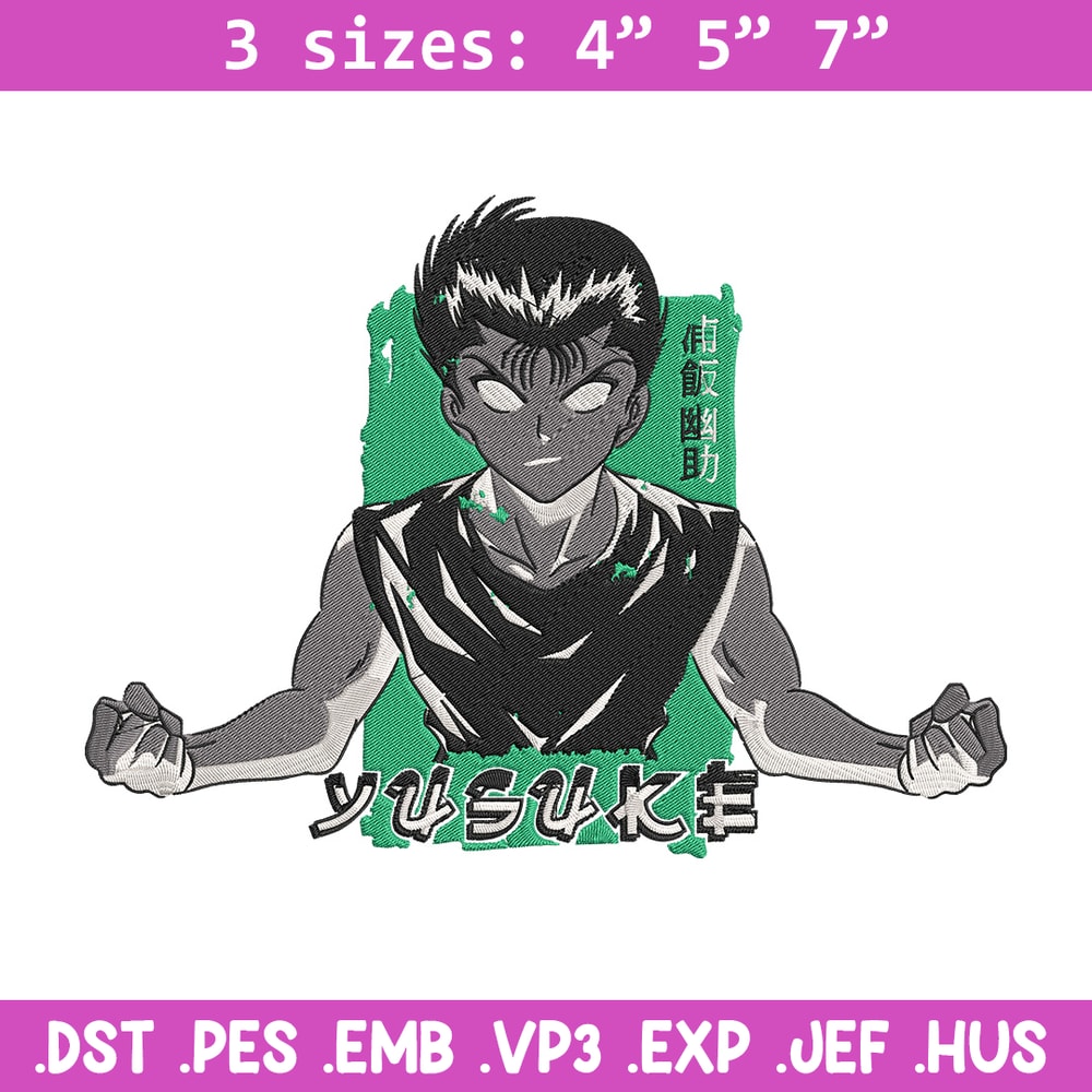 Yusuke box Embroidery Design, Yu Yu Hakusho Embroidery, Embroidery File, Anime Embroidery, Anime shirt,Digital download.jpg