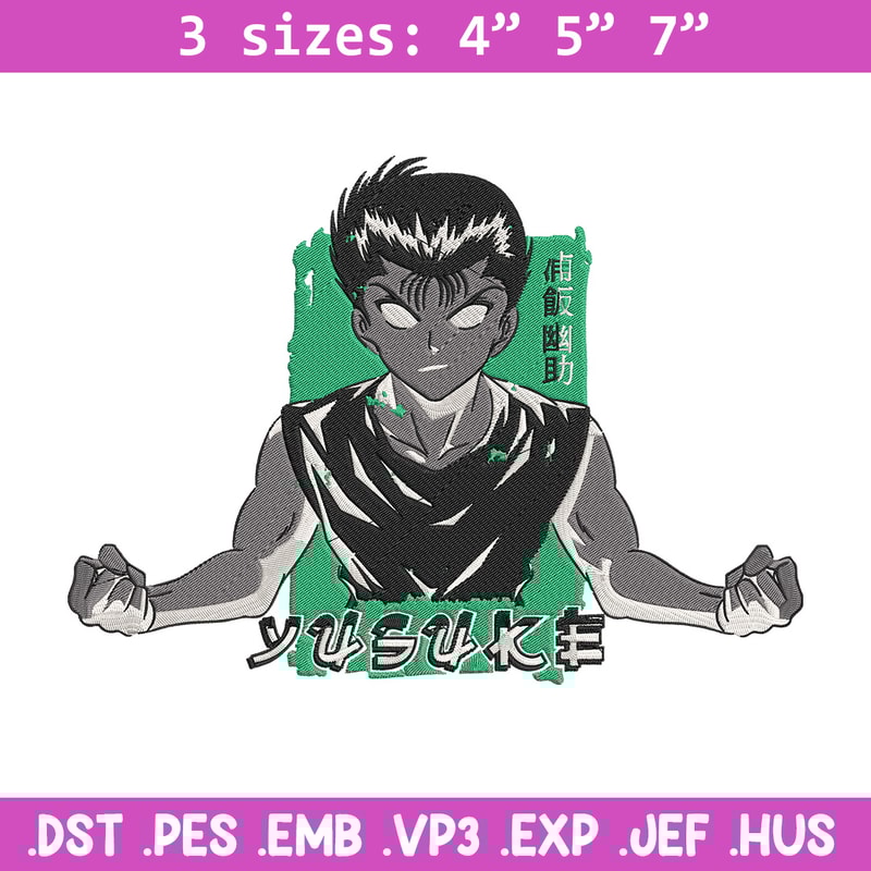Yusuke box Embroidery Design, Yu Yu Hakusho Embroidery, Embroidery File, Anime Embroidery, Anime shirt,Digital download.jpg