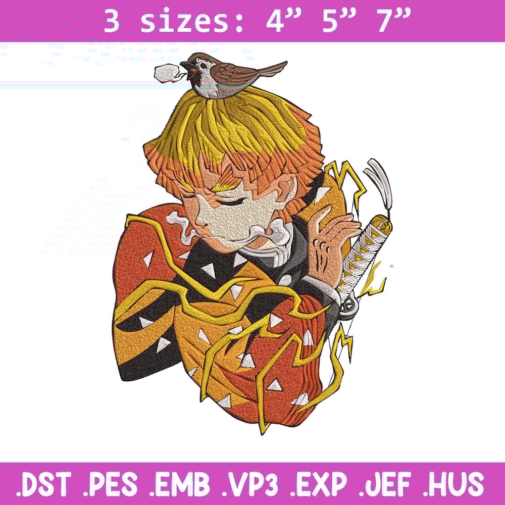 Zenitsu Agatsuma Embroidery Design,Demon slayer Embroidery, Embroidery File,Anime Embroidery,Anime shirt,Digital download.jpg