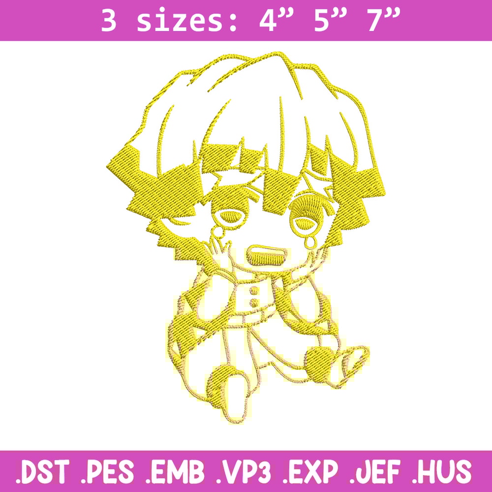 Zenitsu chibi Embroidery Design, Demon slayer Embroidery, Embroidery File, Anime Embroidery, Digital download.jpg