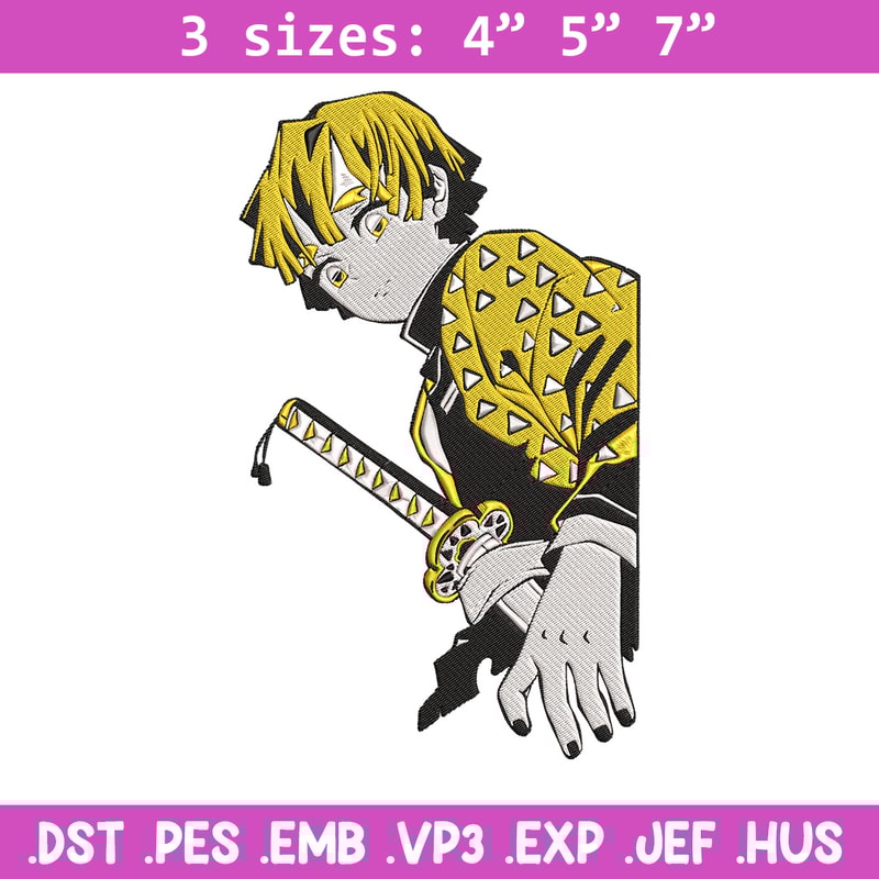 Zenitsu Embroidery Design, Demon slayer Embroidery, Embroidery File, Anime Embroidery, Anime shirt, Digital download..jpg
