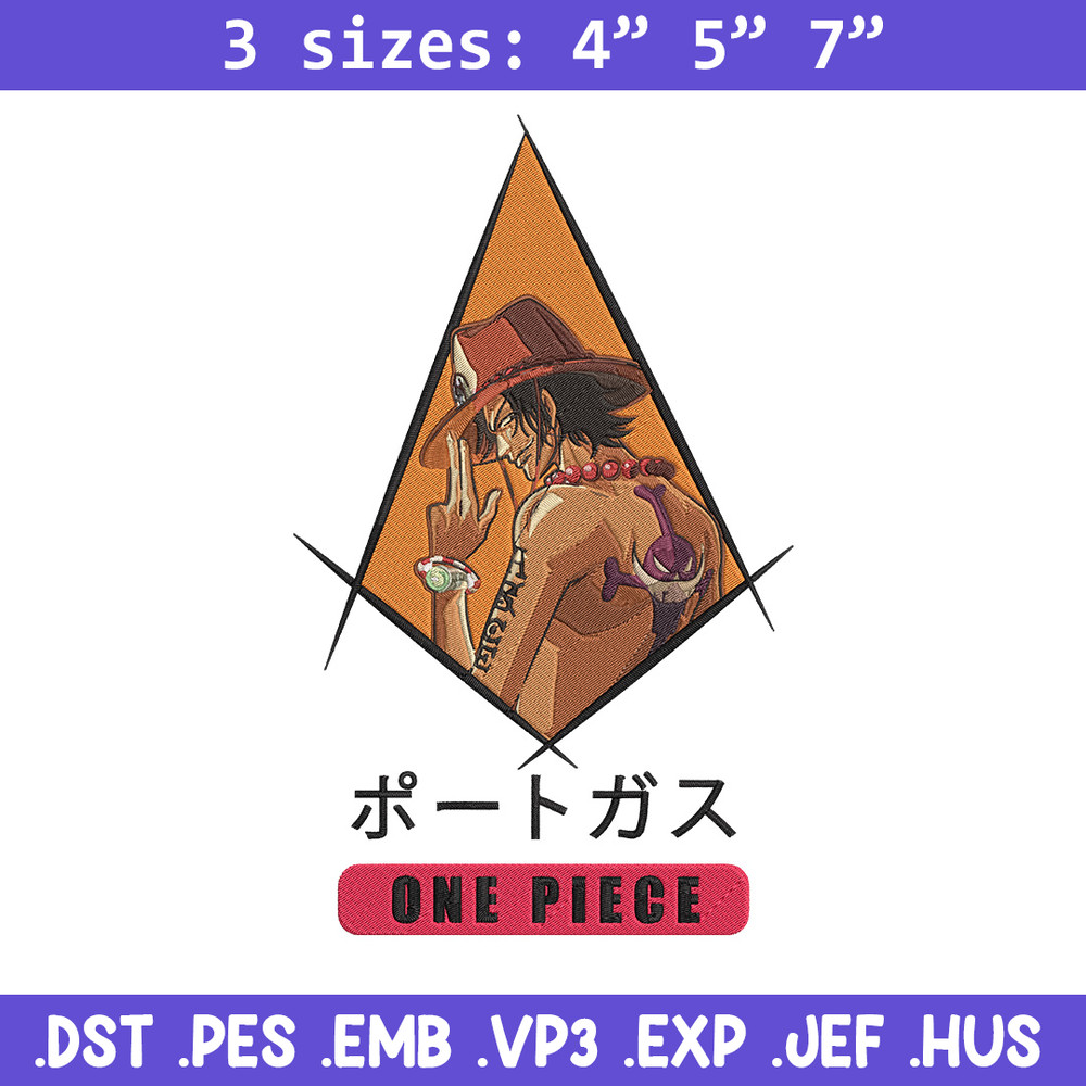 Ace poster Embroidery Design, One piece Embroidery, Embroidery File, Anime Embroidery, Anime shirt, Digital download..jpg