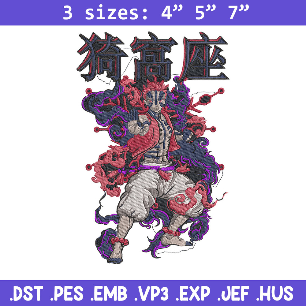 Akaza poster Embroidery Design, Demon slayer Embroidery, Embroidery File, Anime Embroidery, Digital download.jpg