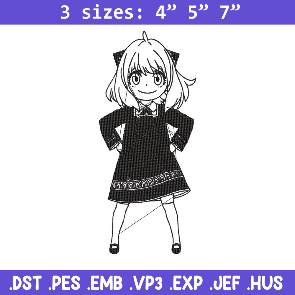 Anya Forger Embroidery Design, Spy x family Embroidery, Embroidery File, Anime Embroidery, Anime shirt, Digital download.jpg