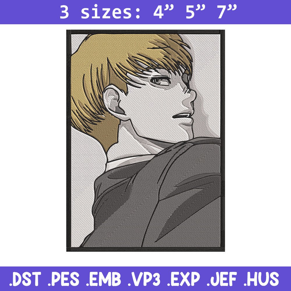 Armin poster Embroidery Design, Aot Embroidery, Embroidery File, Anime Embroidery, Anime shirt, Digital download.jpg