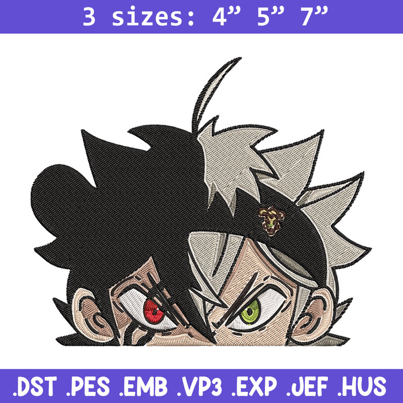 Asta Peeker Embroidery Design, Black clover Embroidery, Embroidery File, Anime Embroidery, Anime shirt,Digital download.jpg
