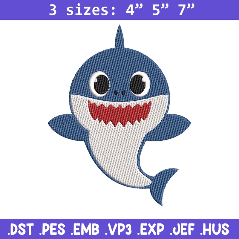 Baby Shark Embroidery Design, Shark Embroidery, Embroidery File, Embroidery design, Digital download..jpg
