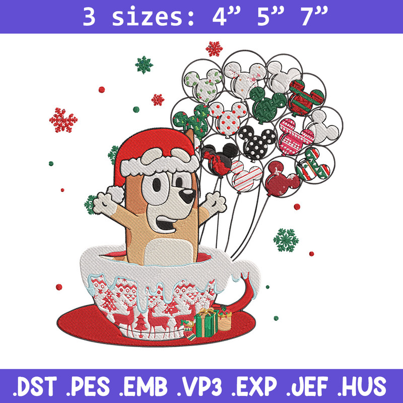 Bingo chrismas Embroidery Design, Bluey Embroidery, Embroidery File, Chrismas Embroidery, Anime shirt, Digital download.jpg