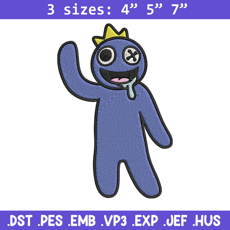 Blue Rainbow Embroidery Design, Rainbow Friends Embroidery, Embroidery File, Anime Embroidery, Digital download..jpg