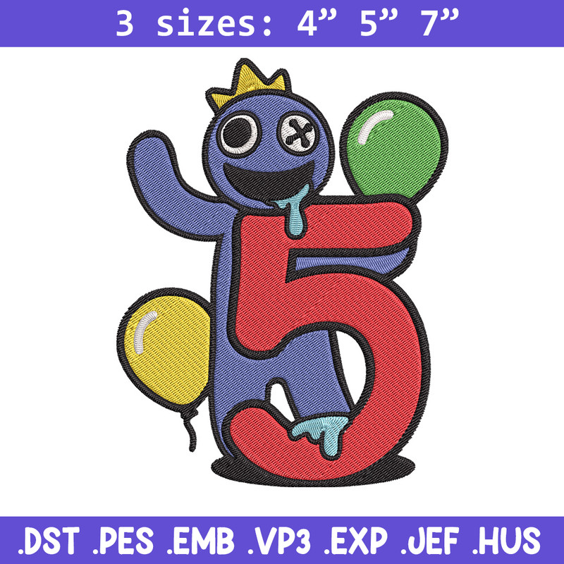 Blue Rainbow Embroidery Design, Rainbow Friends Embroidery, Embroidery File, Anime Embroidery, Digital download.jpg