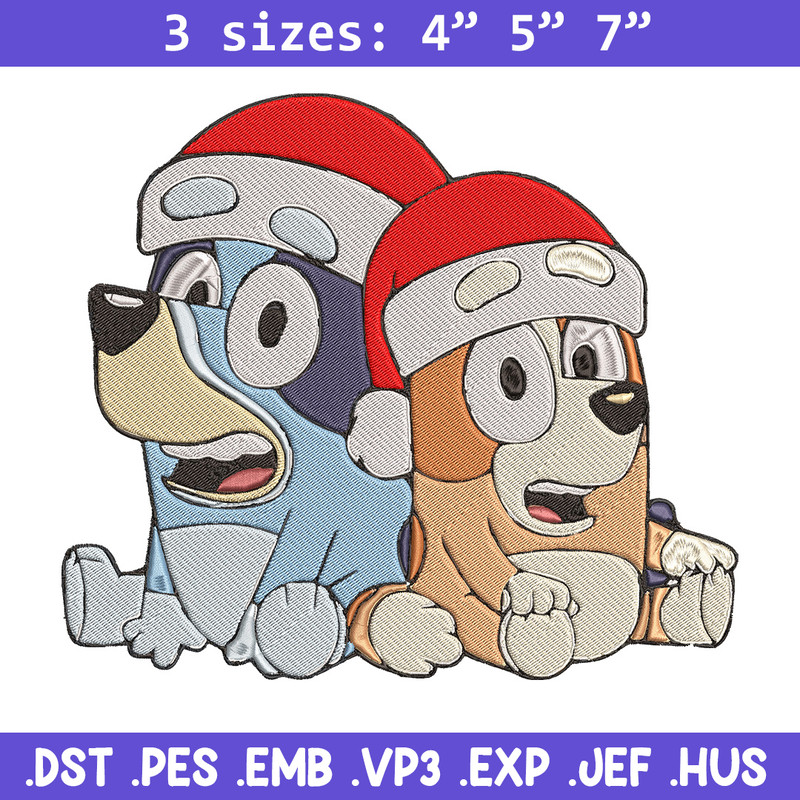 Bluey x Bingo Embroidery Design, Bluey Embroidery, Embroidery File, Chrismas Embroidery, Anime shirt, Digital download.jpg