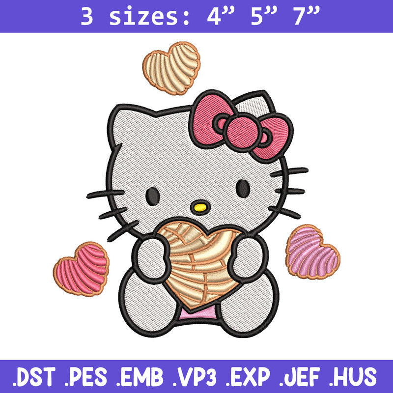 Concha Hello Kitty Embroidery Design, Hello Kitty cartoon Embroidery, Embroidery File, Cartoon shirt, Digital download..jpg