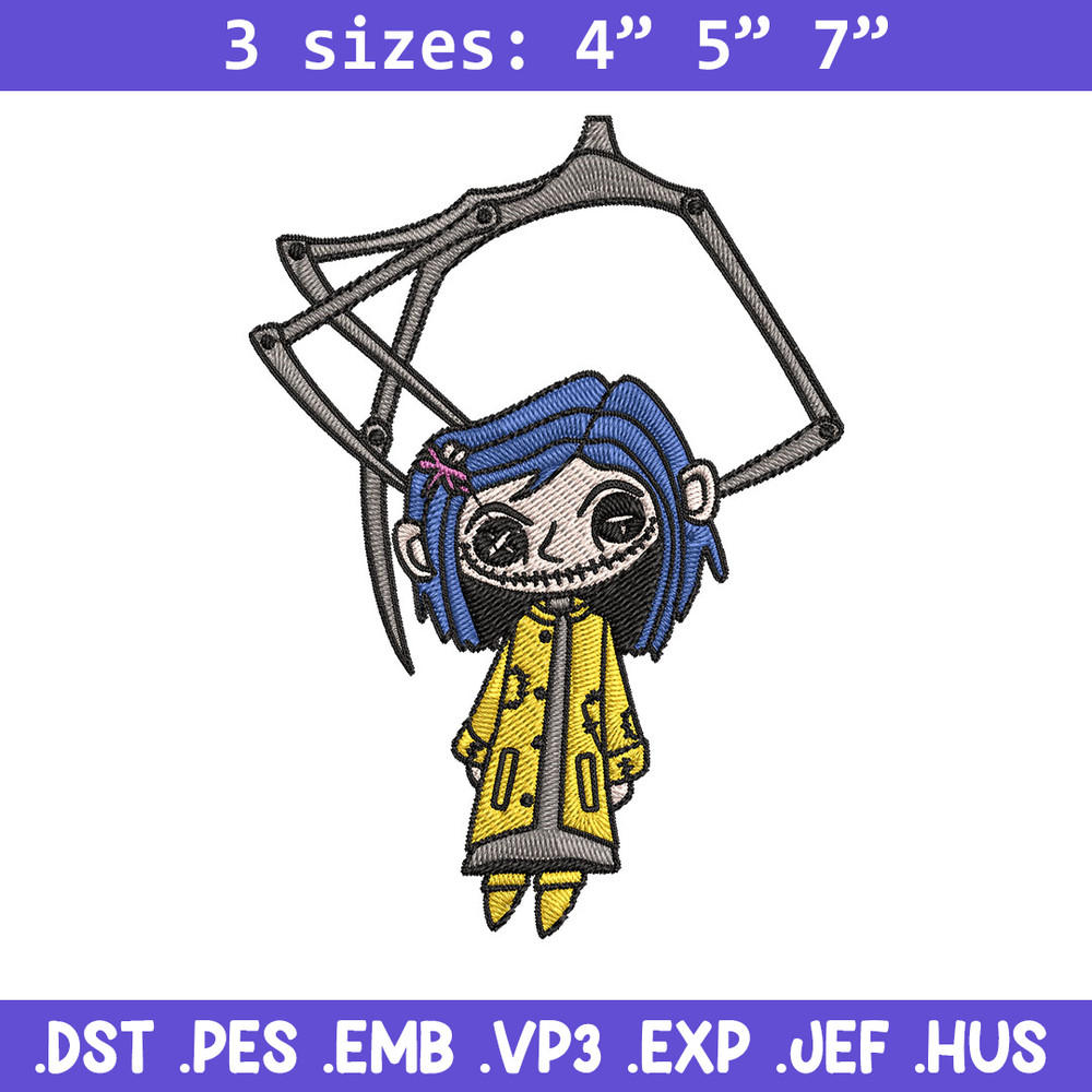 Coraline Horror Embroidery Design, Coraline Horror Embroidery, Embroidery File, Cartoon shirt, Digital download..jpg