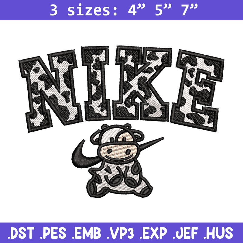 Dairy cow x nike embroidery design, Cow embroidery, Nike design, Embroidery shirt, Embroidery file, Digital download.jpg