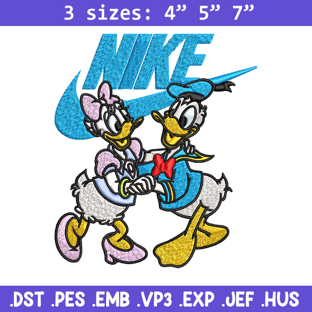 Daisy and Donald duck Nike Embroidery design, Cartoon Embroidery, Nike design, Embroidery file, Instant download.jpg